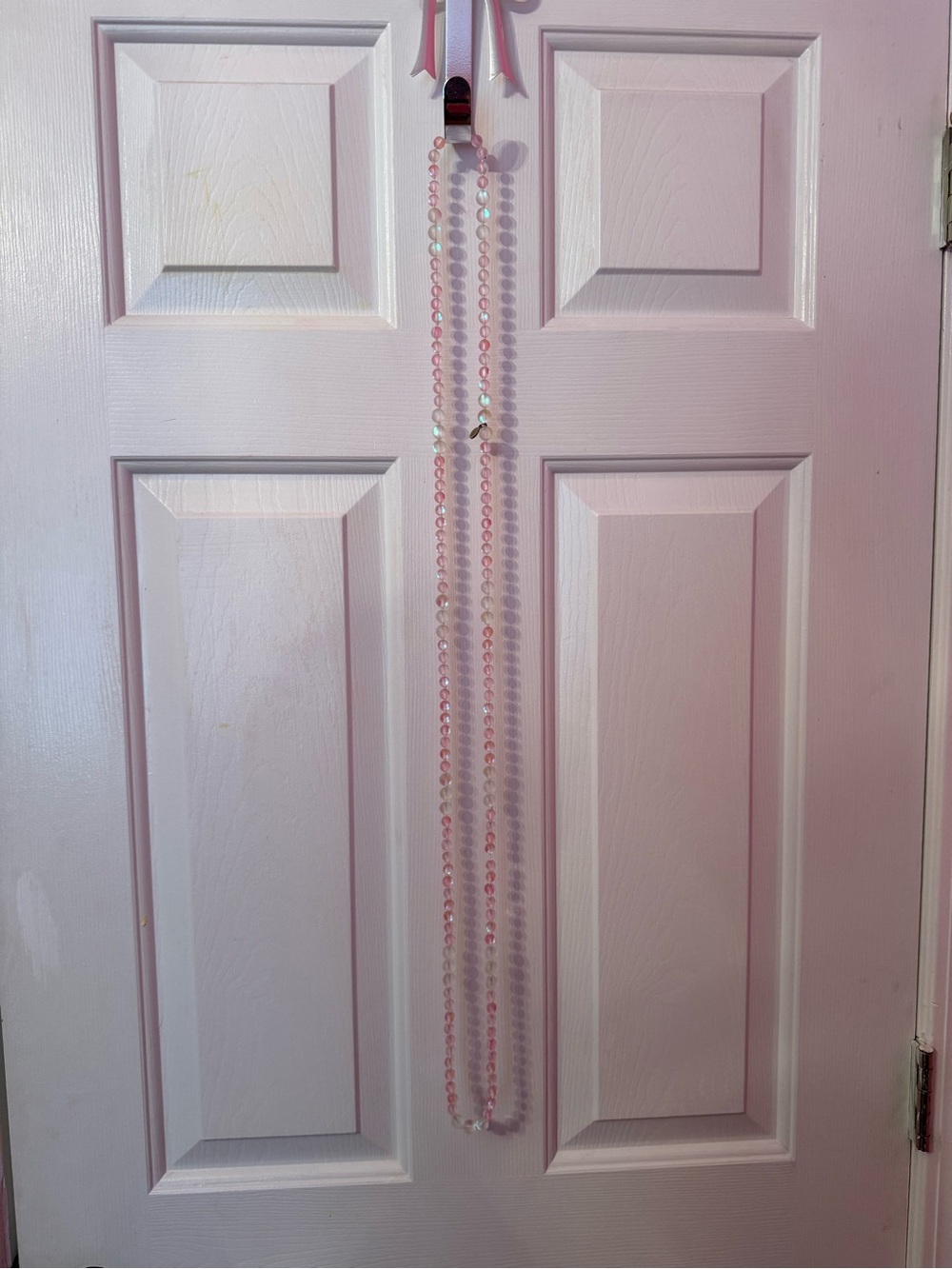Delicate Pink Beaded Long Necklace for Layering